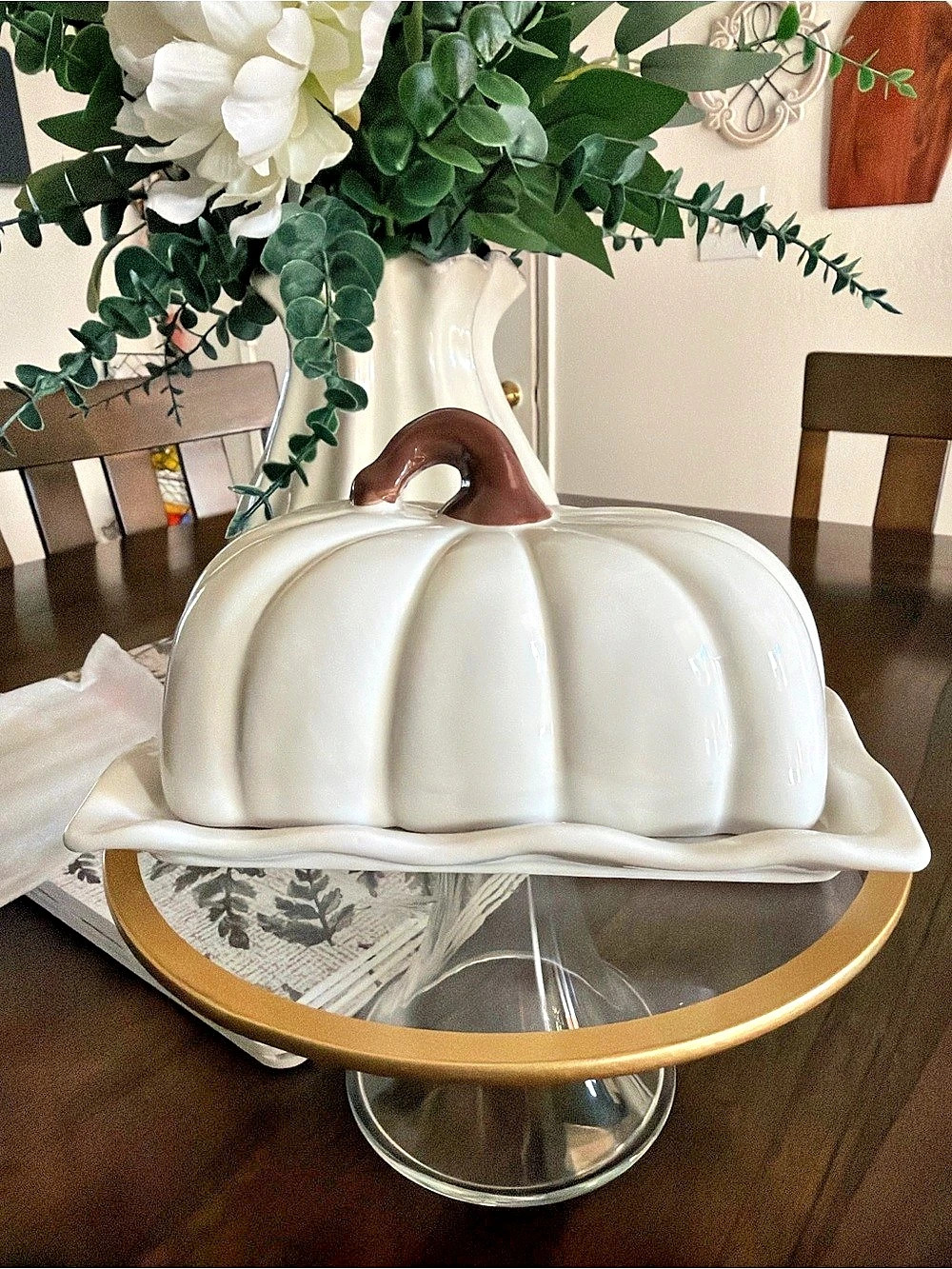 Le Creuset Pumpkin Covered Butter Dish White